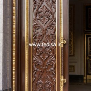 Mahogany Classic Doors Double Door Iron Gate Design No-12320