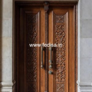 Glass Panel Classic Door Teak Door Design No-12389