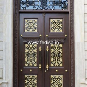 Handcrafted Wooden Door Front Double Door Design No-12445
