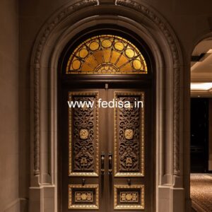 Mahogany Classic Doors Steel Grill Design For Main Door No-12484