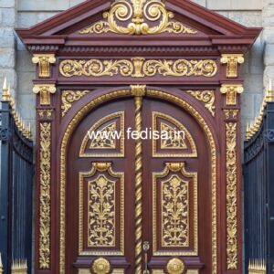 Double Door Classic Style Black Door Design No-12550