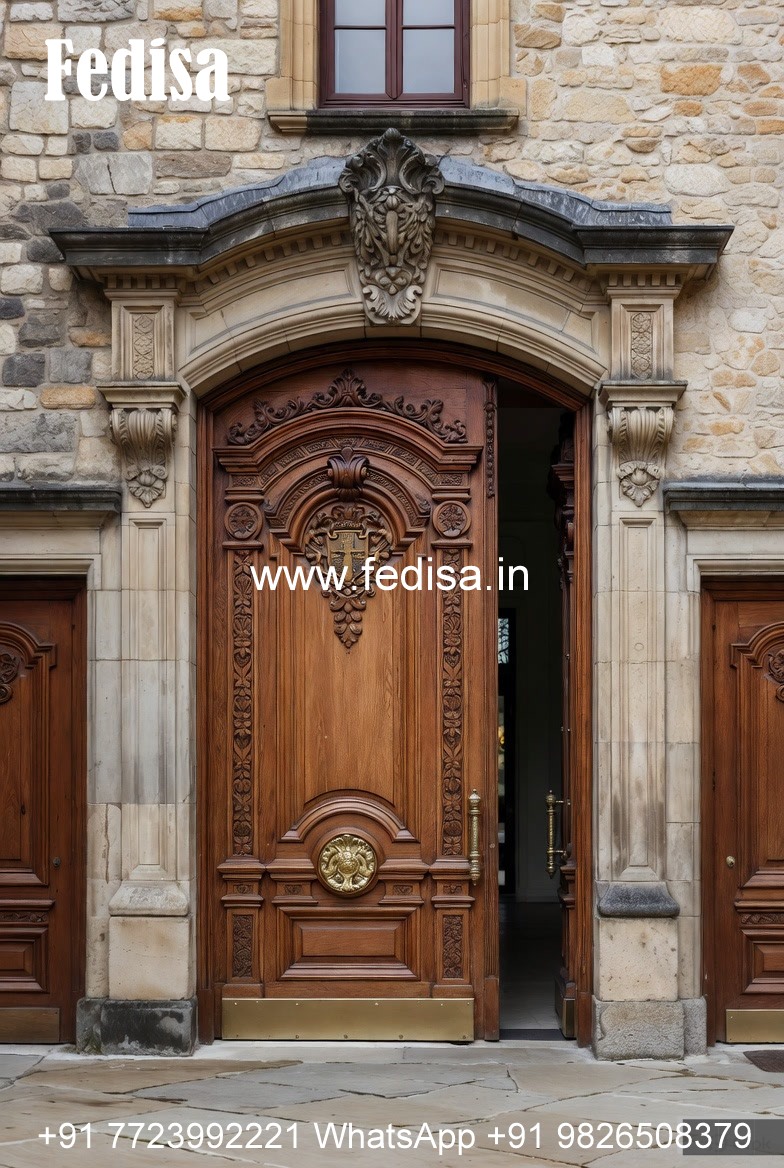 Wooden Carved Door Design Glass Door Design For Home No-12806