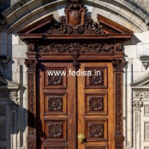 Elegant Double Door Classic Entry Design Tafan Glass Door Design No-12833