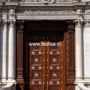Double Door Classic Style Teak Wood Main Double Door Design No-12837