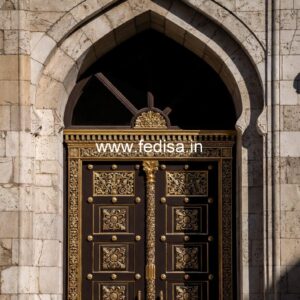 Solid Wood Classic Door Iron Door Frame Design No-12892