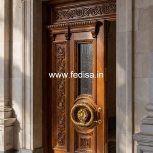 Traditional Carved Wooden Front Door Ideas Rolling Shutter Design No-12953