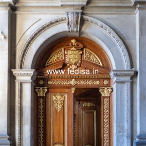 Arch Top Wooden Door Folding Grill Gate Design No-13002