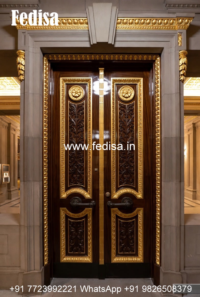 Glass Panel Classic Door Door Frame Paneling Design No-13045