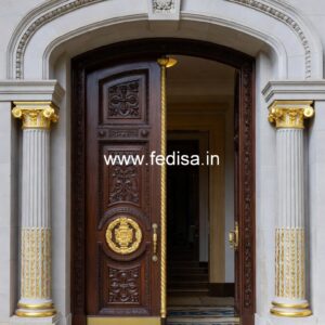 Colonial Style Door Teak Wood Main Double Door Carving Designs No-13064