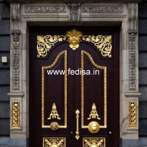 Home Entry Wooden Door Iron Gate Design Single Door No-13071