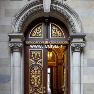 Solid Wood Classic Door Stainless Steel Door Design Catalog No-13138