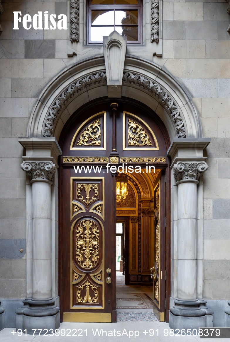 Solid Wood Classic Door Stainless Steel Door Design Catalog No-13138