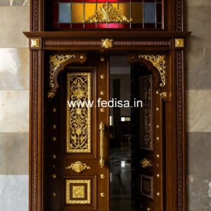 Arch Top Wooden Door Mirror Door Design For Drawing Room No-13166