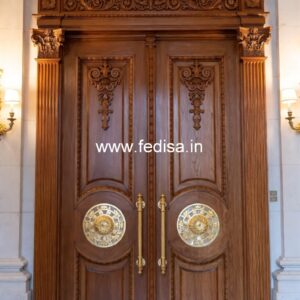 Handcrafted Wooden Door Main Door Design Wood And Glass No-13224
