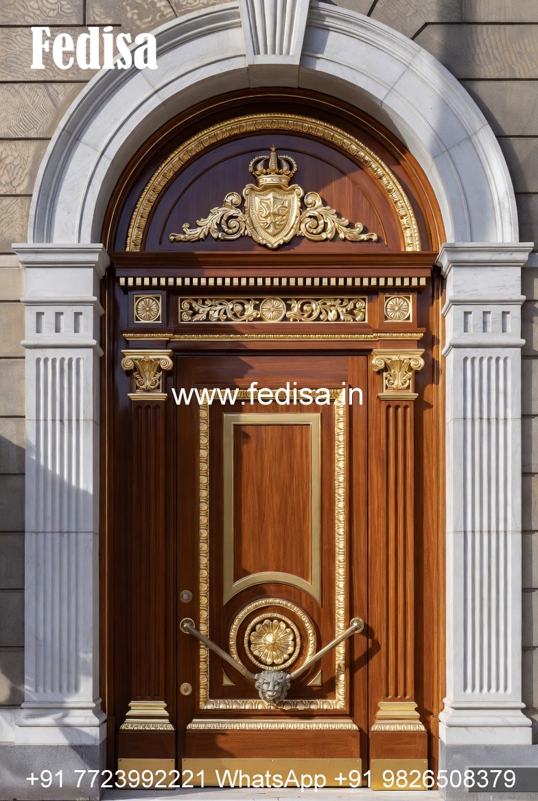 Teak Wood Door Design Printed Glass Door Design No-13344