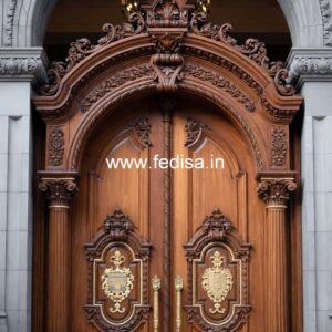 Vintage Wooden Door Main Door Ventilation Grill Design No-13417