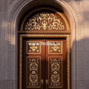 Carved Wooden Doors Temple Double Door Design No-13428