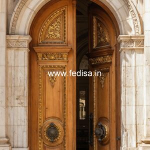 Mahogany Classic Doors Mandir Glass Door Design No-13468
