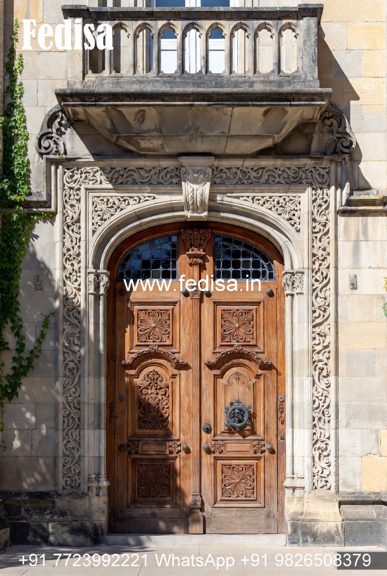 Handcrafted Wooden Door Bathroom Darwaja Design No-13470