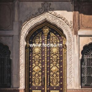 Classic Wooden Main Door Design For Home Door Steel Grill Design No-13485