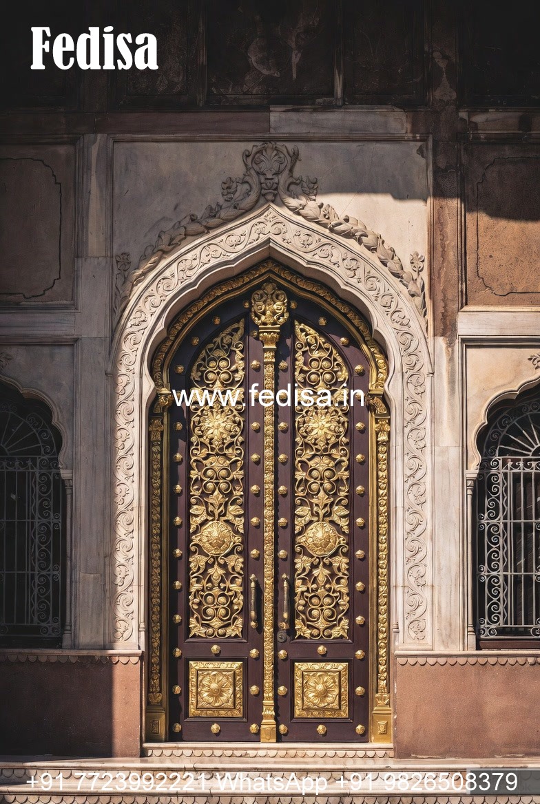 Classic Wooden Main Door Design For Home Door Steel Grill Design No-13485