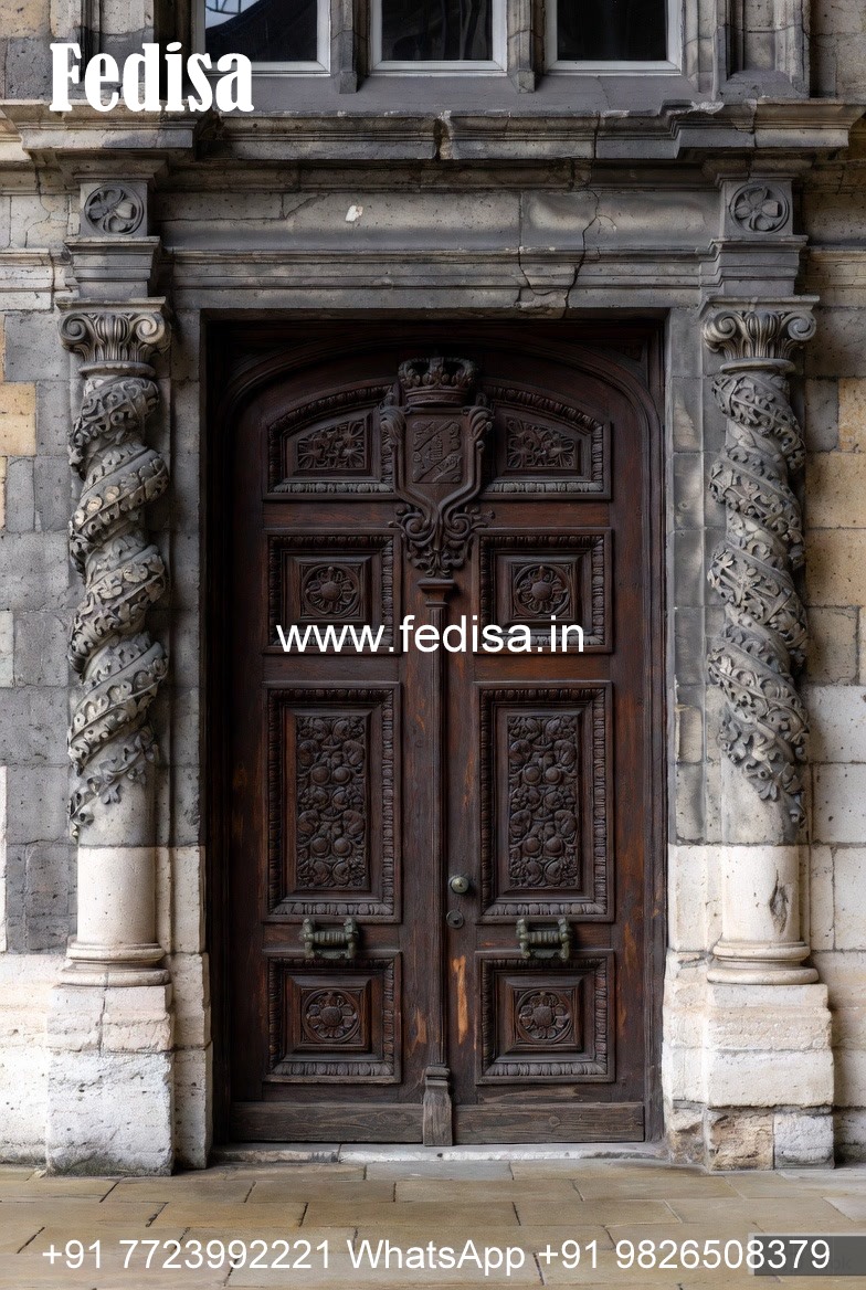 Arch Top Wooden Door Laser Cutting Safety Door Design No-13494