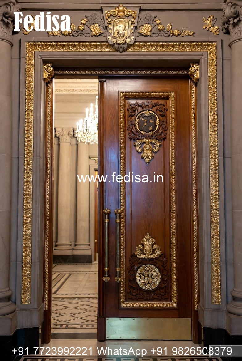 Solid Wood Classic Door Safety Door Grill Design Price No-13630