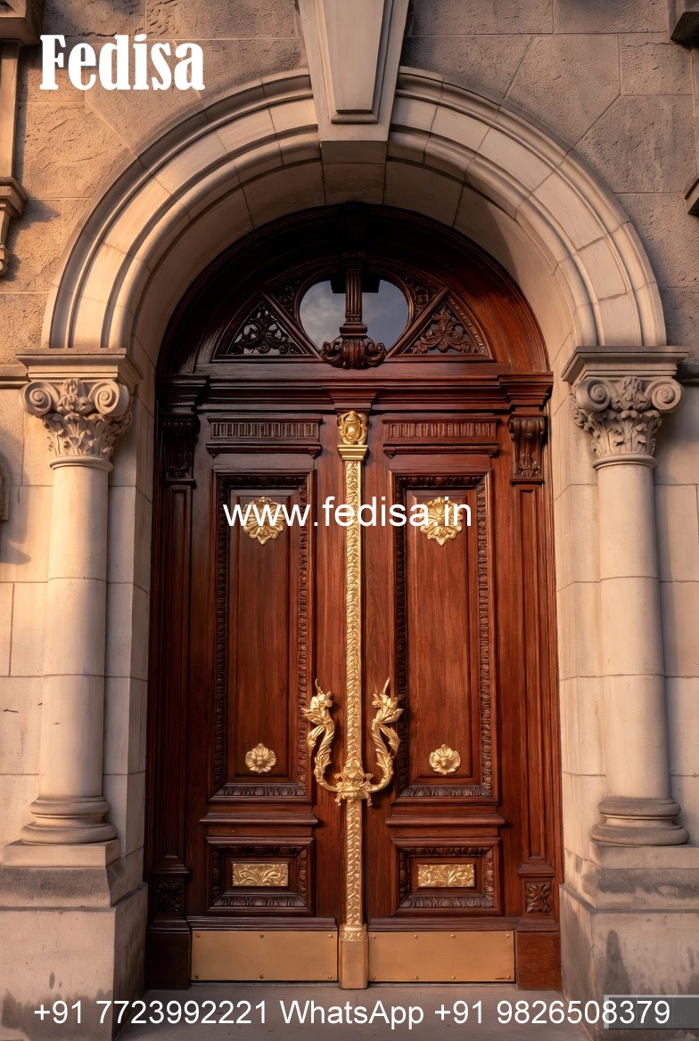 Arch Top Wooden Door Jali Main Door Design No-13658