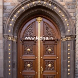 Italian Style Wooden Doors Front Door Side Glass Design No-13683