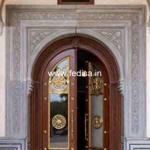 Palace Style Doors Mandir Door Glass Design No-13689