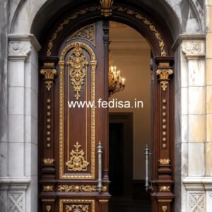 Glass Panel Classic Door Beautiful Wooden Door Design No-13701