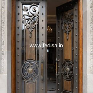 Mahogany Classic Doors Round Shaped Main Door Design No-13755