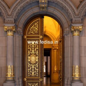 Engraved Wooden Door Safety Door Laminate Design No-14028