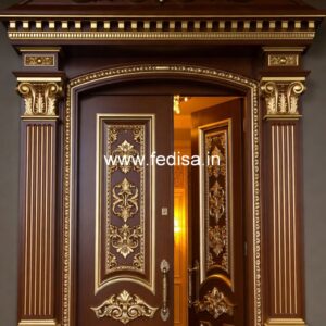 Carved Wooden Doors Main Door Lock And Handle Design No-10763