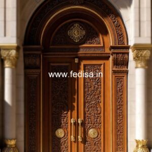 Arch Top Wooden Door Steel Jali Design For Main Door No-10829