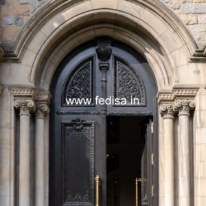 Wooden Carved Door Design Single Door Iron Gate Price No-10838