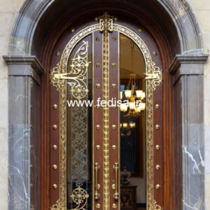 Italian Style Wooden Doors Iron Net Door Design No-10895