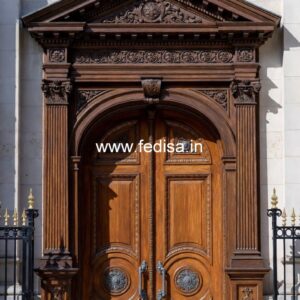 Handcrafted Wooden Door Puja Room Glass Door Design No-10928