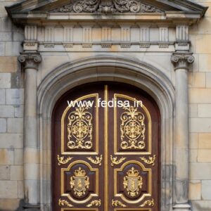 Antique Door Style Pooja Room Door Glass Design No-11042