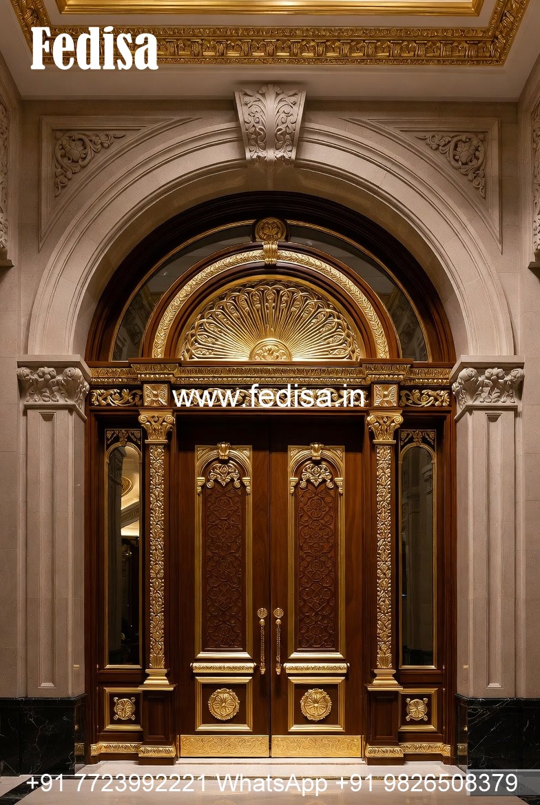 Wooden Carved Door Design Steel Safety Door Jali Design No-11084