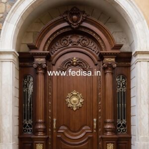 Mahogany Classic Doors Main Door Design With Window No-11090