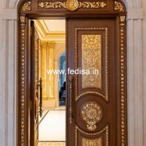 Engraved Wooden Door Curved Door Design No-11158