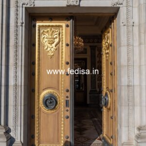 Double Door Classic Style Wooden Door Design For Temple No-11361
