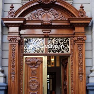 Arch Top Wooden Door Iron Gate For Main Door No-11362