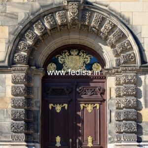 Engraved Wooden Door Double Door Mica Design No-11363