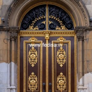 Solid Wood Classic Door Stainless Steel Front Door Design No-11416