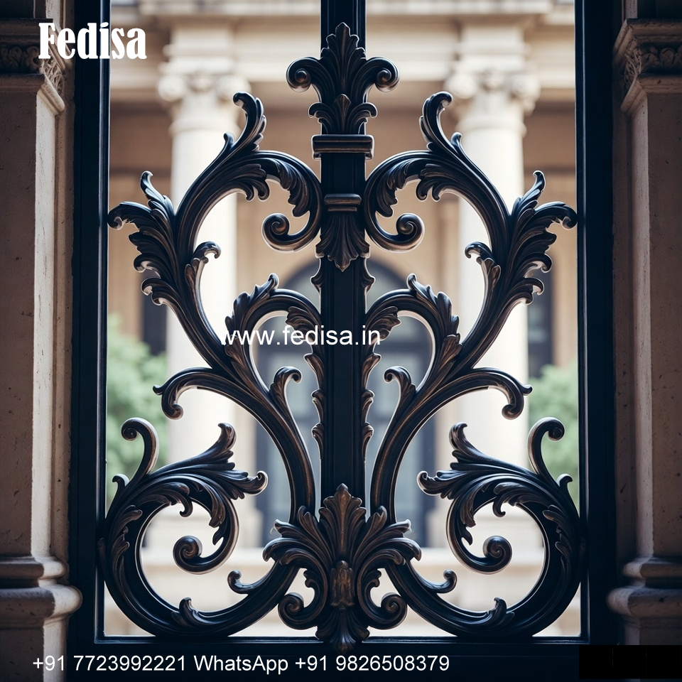 Window Grill Design For Strong Security Wooden Door With Grill Design