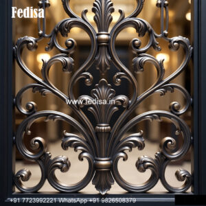 Window Grill Design With Floral Pattern For Classic Look House Main Gate Grill Design
