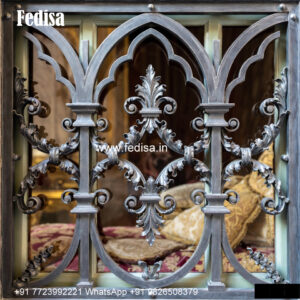 Stylish Window Grill Design With Geometric Patterns Side Window Grill Design