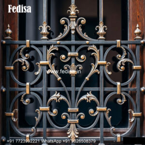 Window Grill Design With Designer Structure Cast Iron Compound Wall Grill